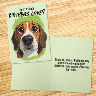 Cute Cartoon Beagle Head Happy Birthday Card