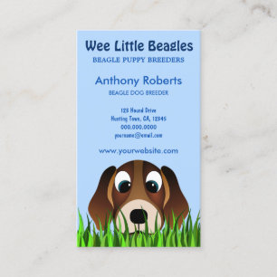 Cute Cartoon Beagle Puppy Dog in Grass Breeder Business Card