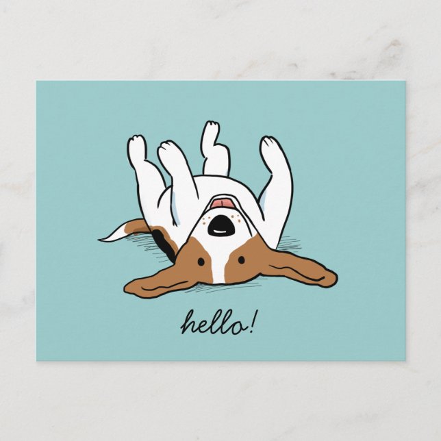 Cute Cartoon Beagle with Customisable Text Postcard (Front)