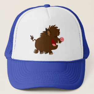 Cute Cartoon Beaming Wild Boar Trucker Hat