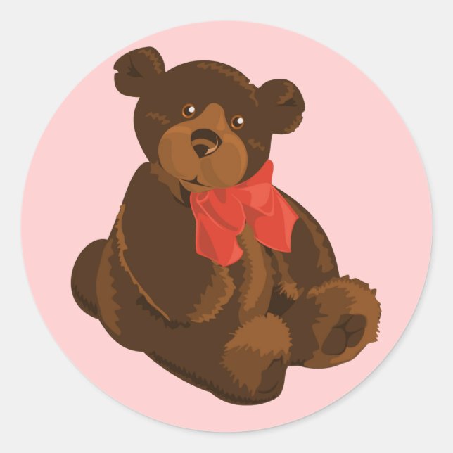 Cute cartoon bear classic round sticker (Front)