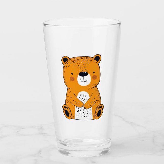 Cute cartoon bear decoration  glass (Front)