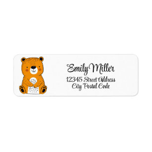 Cute cartoon bear decoration return address label