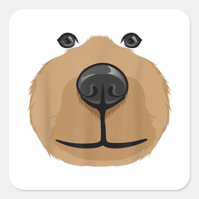 Cute Cartoon Bear Face Head Costume Party Square Sticker (Front)