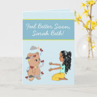 Cute Cartoon Bear Get Well Soon for Friend Kids
