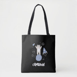 Cute Cartoon Bear In Space Tote Bag