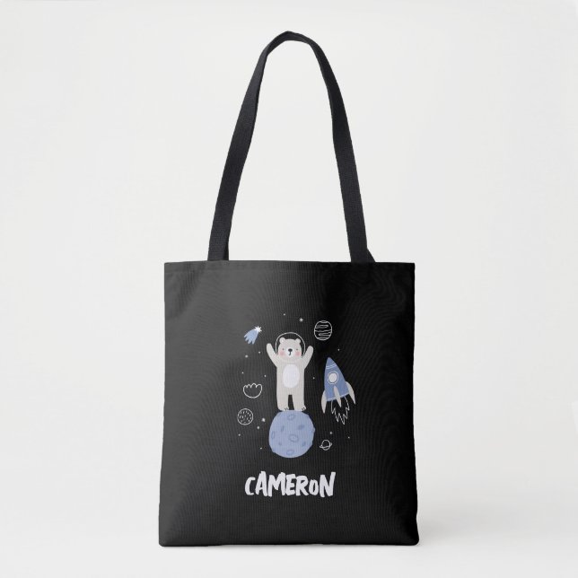Cute Cartoon Bear In Space Tote Bag (Front)