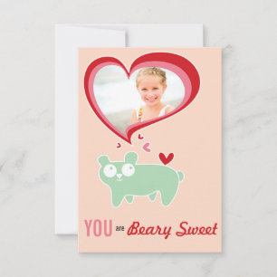 Cute Cartoon Bear Kid Classroom Valentine Photo Invitation