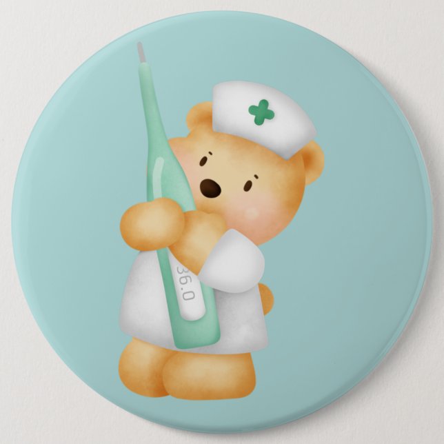 Cute Cartoon Bear Nurse  6 Cm Round Badge (Front)