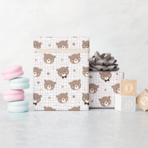 Cute Cartoon Bear Pattern Wrapping Paper Roll