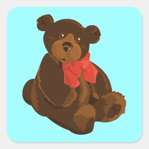 Cute cartoon bear square sticker