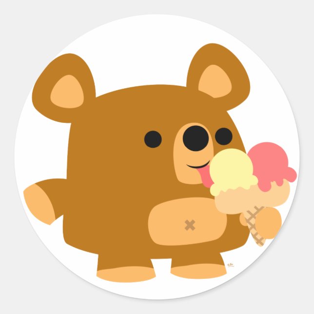 Cute Cartoon Bear with Balls :) round sticker (Front)