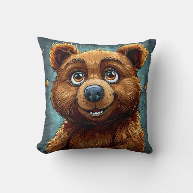 🐻 Cute Cartoon Bear with Soft Cosy Charm ✨ Cushion (Front)
