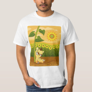 Cute Cartoon Bear with Sunflowers T-Shirt