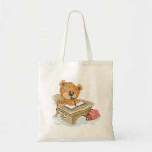 Cute Cartoon Bear Writing a Book Tote Bag