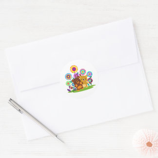 Cute Cartoon Bears' Garden Classic Round Sticker