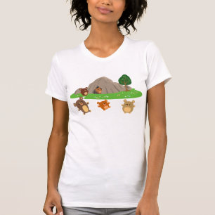 Cute Cartoon Bears in a Cave Women T-Shirt