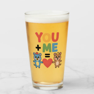 Cute Cartoon Bears Love Formula: "You + Me = Heart Glass