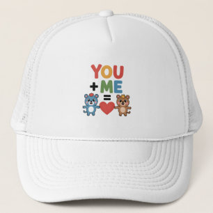 Cute Cartoon Bears Love Formula: "You + Me = Heart Trucker Hat