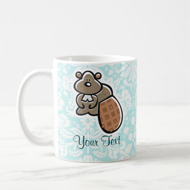 Cute Cartoon Beaver Coffee Mug (Left)