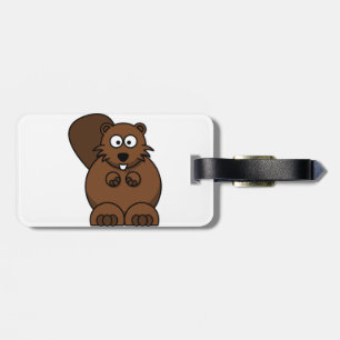 Cute Cartoon Beaver Funny Woodland Animal Luggage Tag