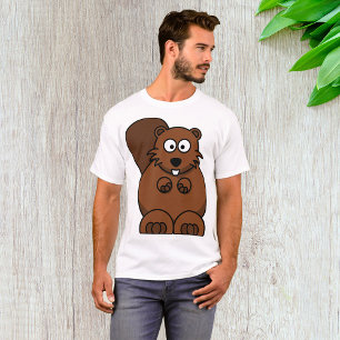 Cute Cartoon Beaver Funny Woodland Animal T-Shirt