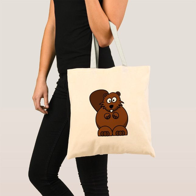 Cute Cartoon Beaver Funny Woodland Animal  Tote Bag (Creator Uploaded)