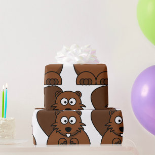 Cute Cartoon Beaver Funny Woodland Animal  Wrapping Paper