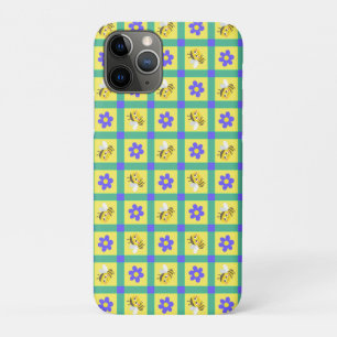 Cute Cartoon Bee and Flower Pattern iPhone 11 Pro Case