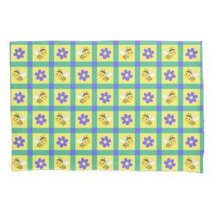 Cute Cartoon Bee and Flower Pattern Pillowcase