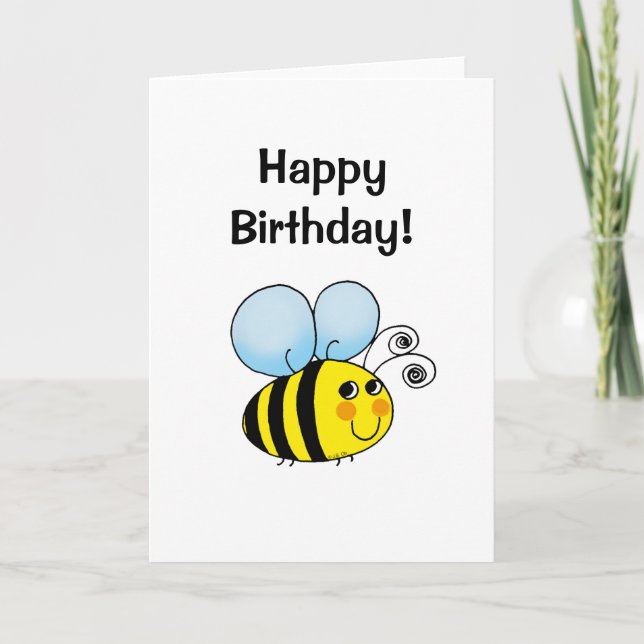 Cute Cartoon Bee Birthday Card   (Front)
