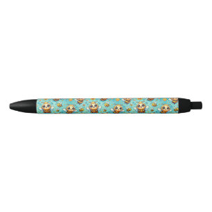 Cute cartoon bees black ink pen