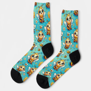 🐝✨ Cute Cartoon Bees Cosy Everyday Gift 🌼 Socks