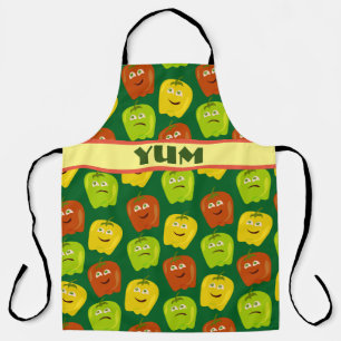 Cute Cartoon Bell Peppers Characters Fun Apron