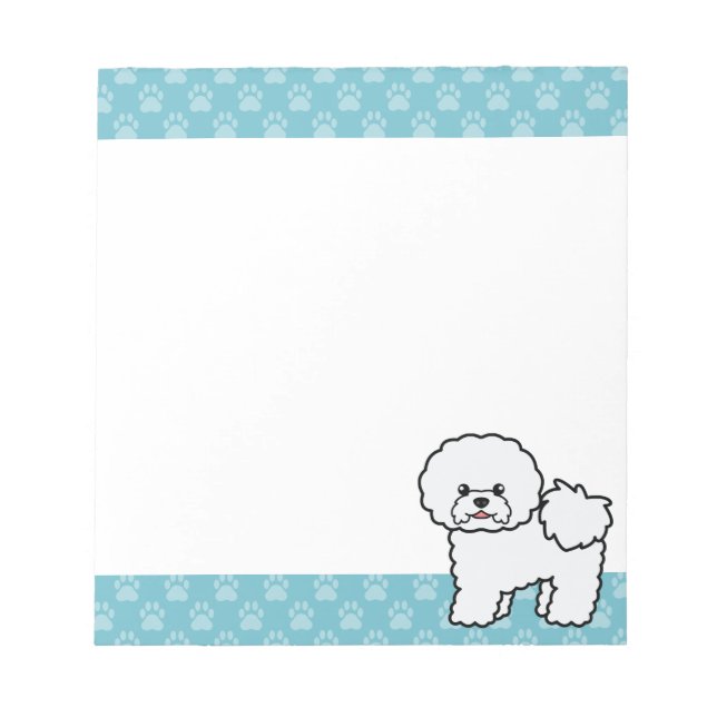 Cute Cartoon Bichon Frise Dog Notepad (Front)