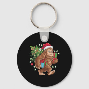 Cute Cartoon Bigfoot Christmas Tree Lights Sasquat Key Ring