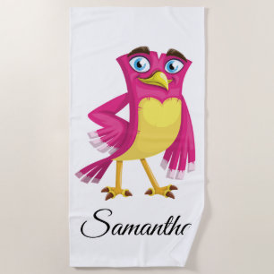 Cute Cartoon Bird Beach Towel