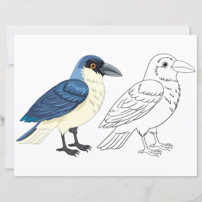 Cute Cartoon bird colouring page (Front)