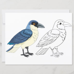 Cute Cartoon bird colouring page
