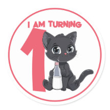 Cute Cartoon Black Cat Birthday