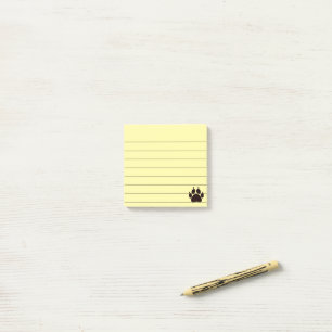 Cute Cartoon Black Cat Paw Prints Lined 3x3 Post-it Notes
