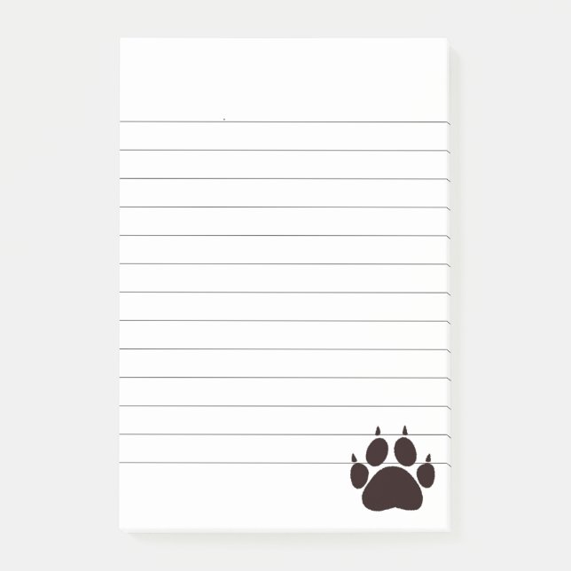 Cute Cartoon Black Cat Paw Prints Lined Post-it Notes (Front)