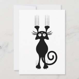 Cute Cartoon Black Cat Scratching