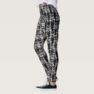 Cute Cartoon Black Cats Collage Leggings