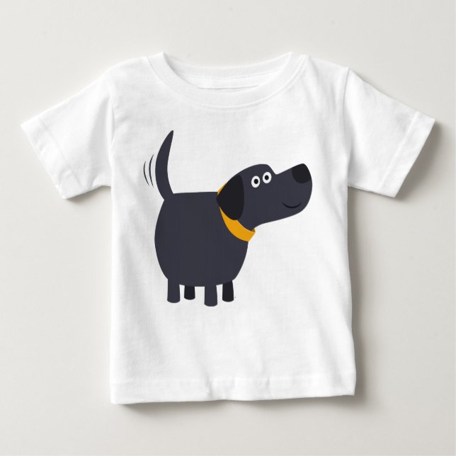 Cute Cartoon Black Labrador Baby T-Shirt (Front)