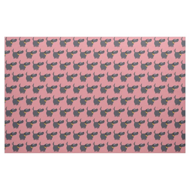Cute Cartoon Black Labrador Fabric (Yard)