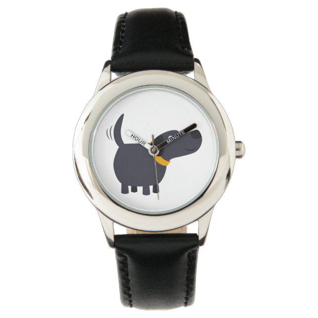 Cute Cartoon Black Labrador Watch (Front)