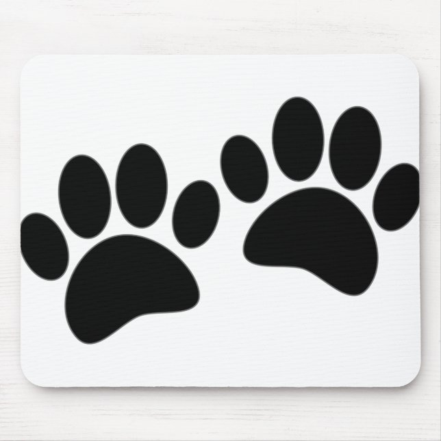 Cute Cartoon Black Puppy Paw Prints Mouse Pad (Front)