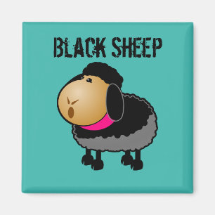 Cute Cartoon Black Sheep Drawing Magnet
