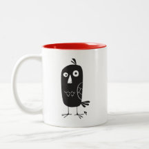 Cute Cartoon Blackbird 2-tone Coffee Mug